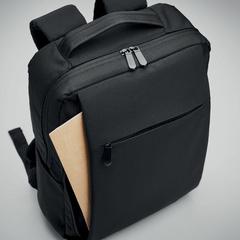 Vue Sac à dos ordinateur 300D RPET - Seoul de couleur noir| Krokrodeal
