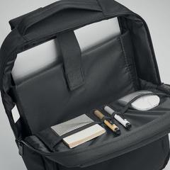 Vue Sac à dos ordinateur 300D RPET - Seoul de couleur noir| Krokrodeal