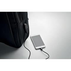 Vue Sac à dos ordinateur 300D RPET - Seoul de couleur noir| Krokrodeal