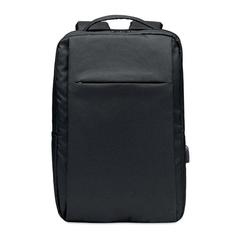 Vue Sac à dos ordinateur 300D RPET - Seoul de couleur noir| Krokrodeal