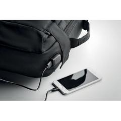 Vue Sac à dos ordinateur 300D RPET - Singapore de couleur noir| Krokrodeal