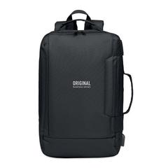 Vue Sac à dos ordinateur 300D RPET - Singapore de couleur noir| Krokrodeal