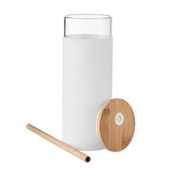Vue Gobelet en verre 450ml. - Strass de couleur blanc| Krokrodeal