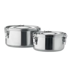 Vue Set de 2 boîtes en inox - Elles de couleur gris| Krokrodeal