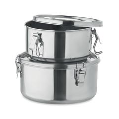 Vue Set de 2 boîtes en inox - Elles de couleur gris| Krokrodeal