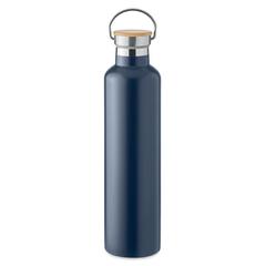 Vue Bouteille double paroi 1L - Helsinki large de couleur bleu| Krokrodeal