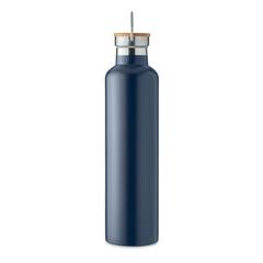 Vue Bouteille double paroi 1L - Helsinki large de couleur bleu| Krokrodeal