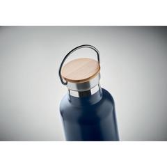 Vue Bouteille double paroi 1L - Helsinki large de couleur bleu| Krokrodeal