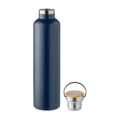 Vue Bouteille double paroi 1L - Helsinki large de couleur bleu| Krokrodeal