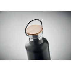 Vue Bouteille double paroi 1L - Helsinki large de couleur noir| Krokrodeal