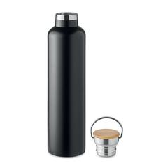 Vue Bouteille double paroi 1L - Helsinki large de couleur noir| Krokrodeal