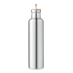 Vue Bouteille double paroi 1L - Helsinki large de couleur gris| Krokrodeal