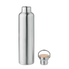 Vue Bouteille double paroi 1L - Helsinki large de couleur gris| Krokrodeal
