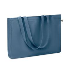 Vue Sac toile recyclée 280 gr/m ² - Respect coloured de couleur bleu| Krokrodeal