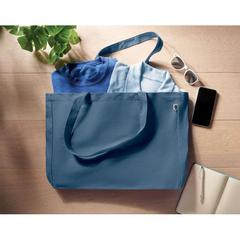 Vue Sac toile recyclée 280 gr/m ² - Respect coloured de couleur bleu| Krokrodeal