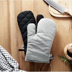 Vue Gant de cuisine en coton organi - Nevon de couleur gris| Krokrodeal