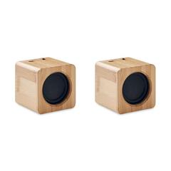 Vue 2 haut parleurs sans fil bambou - Audio set de couleur marron| Krokrodeal