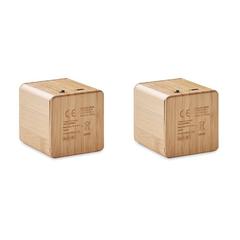 Vue 2 haut parleurs sans fil bambou - Audio set de couleur marron| Krokrodeal