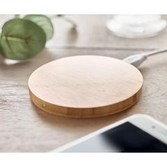 Vue Chargeur sans fil rond bambou - Rundo + de couleur marron| Krokrodeal