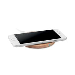 Vue Chargeur sans fil rond bambou - Rundo + de couleur marron| Krokrodeal