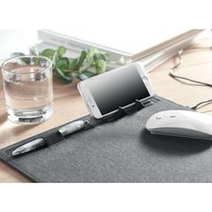 Vue Tapis de souris RPET chargeur - Superpad de couleur gris| Krokrodeal