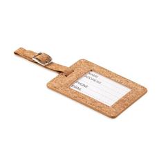 Vue Etiquette à bagage en liège - Coco de couleur marron| Krokrodeal