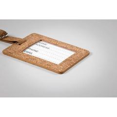 Vue Etiquette à bagage en liège - Coco de couleur marron| Krokrodeal