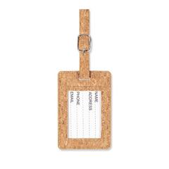Vue Etiquette à bagage en liège - Coco de couleur marron| Krokrodeal