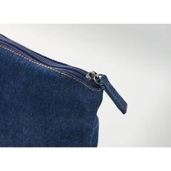 Vue Trousse en denim recyclé - Style pouch de couleur bleu| Krokrodeal