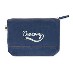 Vue Trousse en denim recyclé - Style pouch de couleur bleu| Krokrodeal