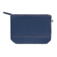 Vue Trousse en denim recyclé - Style pouch de couleur bleu| Krokrodeal
