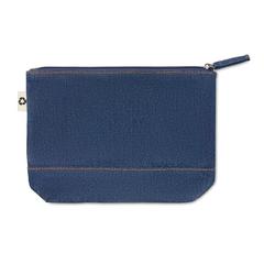 Vue Trousse en denim recyclé - Style pouch de couleur bleu| Krokrodeal
