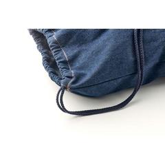 Vue Sac à cordon en denim recyclé - Style bag de couleur bleu| Krokrodeal
