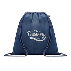 Vue Sac à cordon en denim recyclé - Style bag de couleur bleu| Krokrodeal