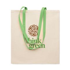 Vue Sac shopping en coton 140 gr/m² - Zevra de couleur vert| Krokrodeal