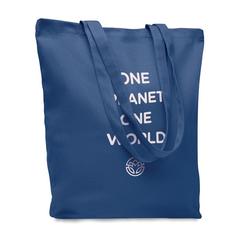 Vue Sac shopping en toile 270 gr/m² - Rassa coloured de couleur bleu| Krokrodeal