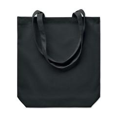Vue Sac shopping en toile 270 gr/m² - Rassa coloured de couleur noir| Krokrodeal