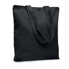 Vue Sac shopping en toile 270 gr/m² - Rassa coloured de couleur noir| Krokrodeal