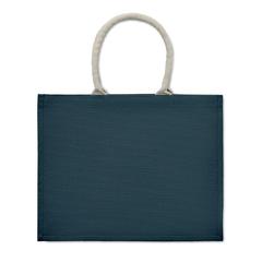 Vue Sac shopping en jute - Aura de couleur bleu| Krokrodeal