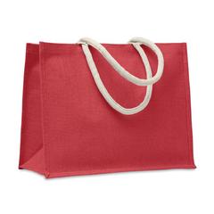 Vue Sac shopping en jute - Aura de couleur rouge| Krokrodeal