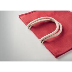 Vue Sac shopping en jute - Aura de couleur rouge| Krokrodeal
