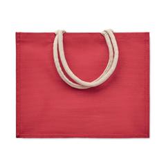 Vue Sac shopping en jute - Aura de couleur rouge| Krokrodeal