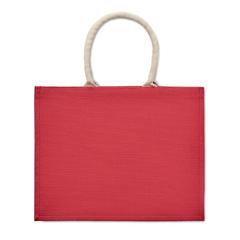 Vue Sac shopping en jute - Aura de couleur rouge| Krokrodeal
