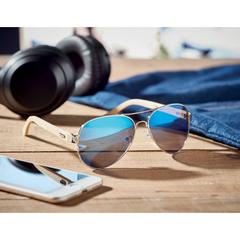 Vue Lunettes de soleil en bambou - Honiara de couleur bleu| Krokrodeal