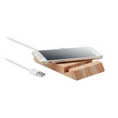 Vue Chargeur sans fil en bambou - Odos de couleur marron| Krokrodeal
