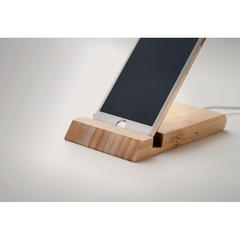 Vue Chargeur sans fil en bambou - Odos de couleur marron| Krokrodeal