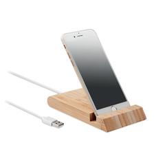 Vue Chargeur sans fil en bambou - Odos de couleur marron| Krokrodeal