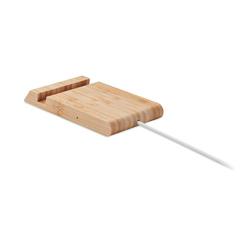 Vue Chargeur sans fil en bambou - Odos de couleur marron| Krokrodeal