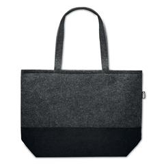 Vue Sac shopping en feutre RPET - Duo indico de couleur gris| Krokrodeal