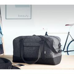 Vue Sac de week-end en feutre RPET - Indico bag de couleur gris| Krokrodeal